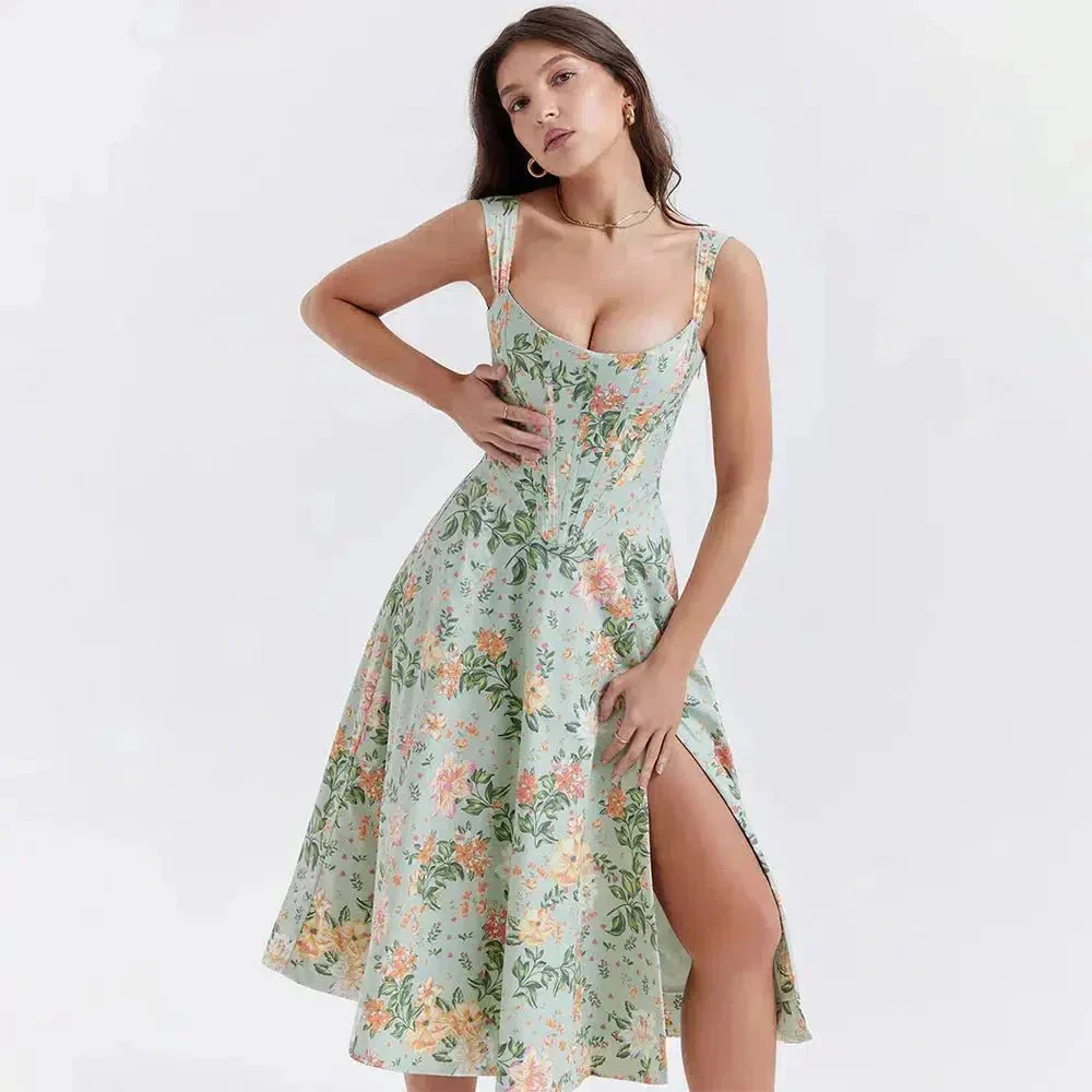 Freya - Blumiges Korsett-Midi-Kleid - Image 5