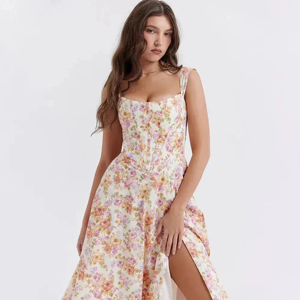 Freya - Blumiges Korsett-Midi-Kleid - Image 6