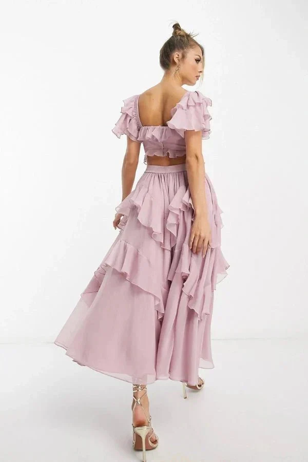 Fiona | Damen Zweiteiliges Rüschen Midi Kleid Korsett – Rüschen Korsett Set 2026 - Image 2