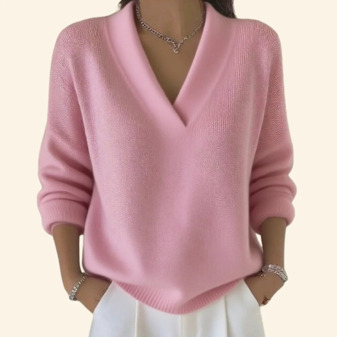 Frieda | Damen V-Ausschnitt Pullover Stil Top - Image 2