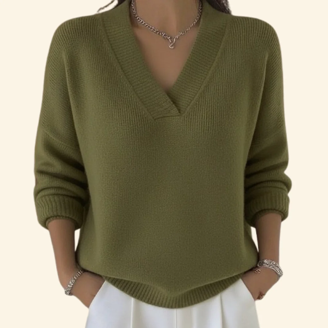 Frieda | Damen V-Ausschnitt Pullover Stil Top - Image 3