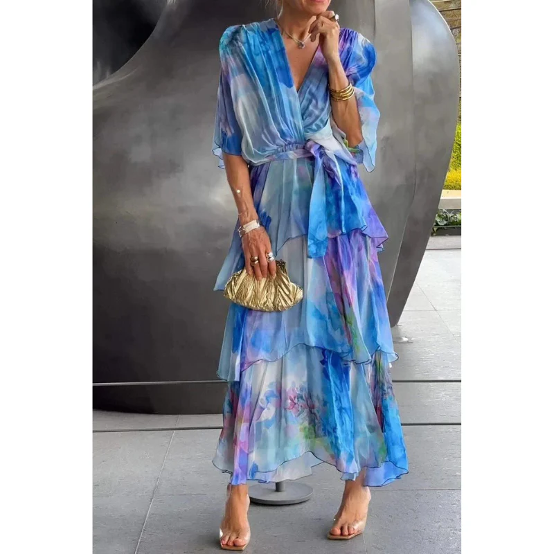 Friede - Damen Wickelkleid Mit Lagenmuster - Image 3