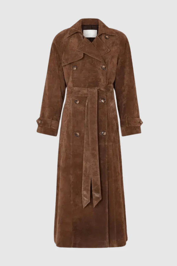 Greta | Damen Langer Trenchcoat Veganes Wildleder – Trenchcoat Wildlederoptik 2026 - Image 3