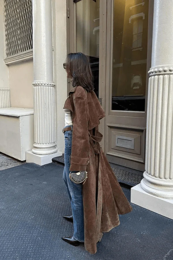 Greta | Damen Langer Trenchcoat Veganes Wildleder – Trenchcoat Wildlederoptik 2026 - Image 6