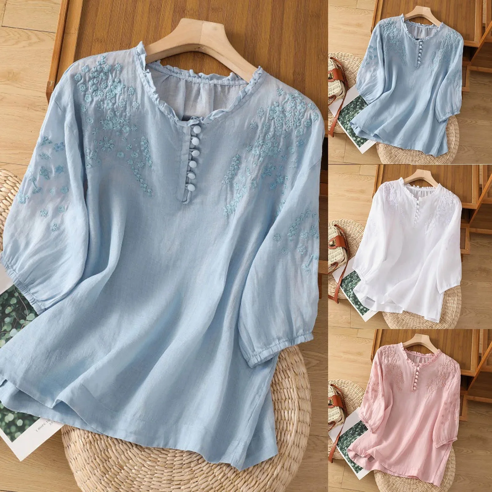 Geblümte Bluse mit Knopfleiste für Damen – Elegante Sommermode - Image 2