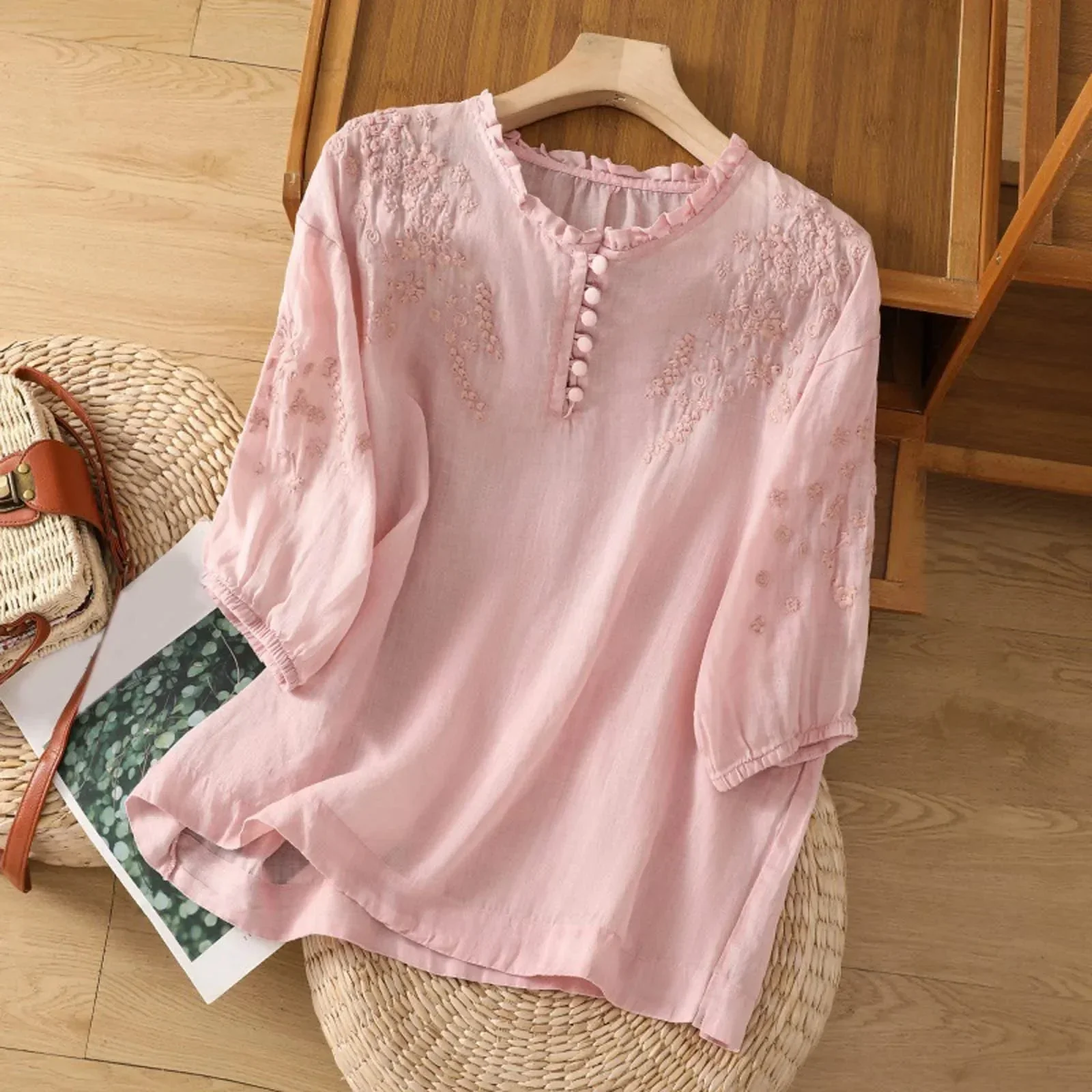 Geblümte Bluse mit Knopfleiste für Damen – Elegante Sommermode - Image 5