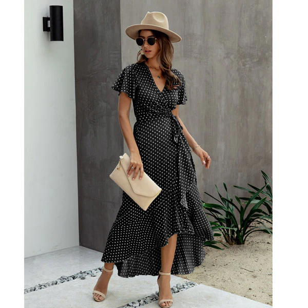 Geblümtes Wickelkleid mit V-Ausschnitt & Rüschen – Sommerlich & Elegant - Image 8