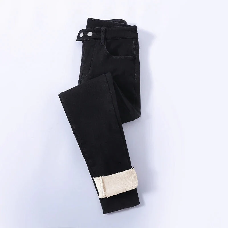 Gefütterte Damen Winter Jeans mit hoher Taille - Image 3