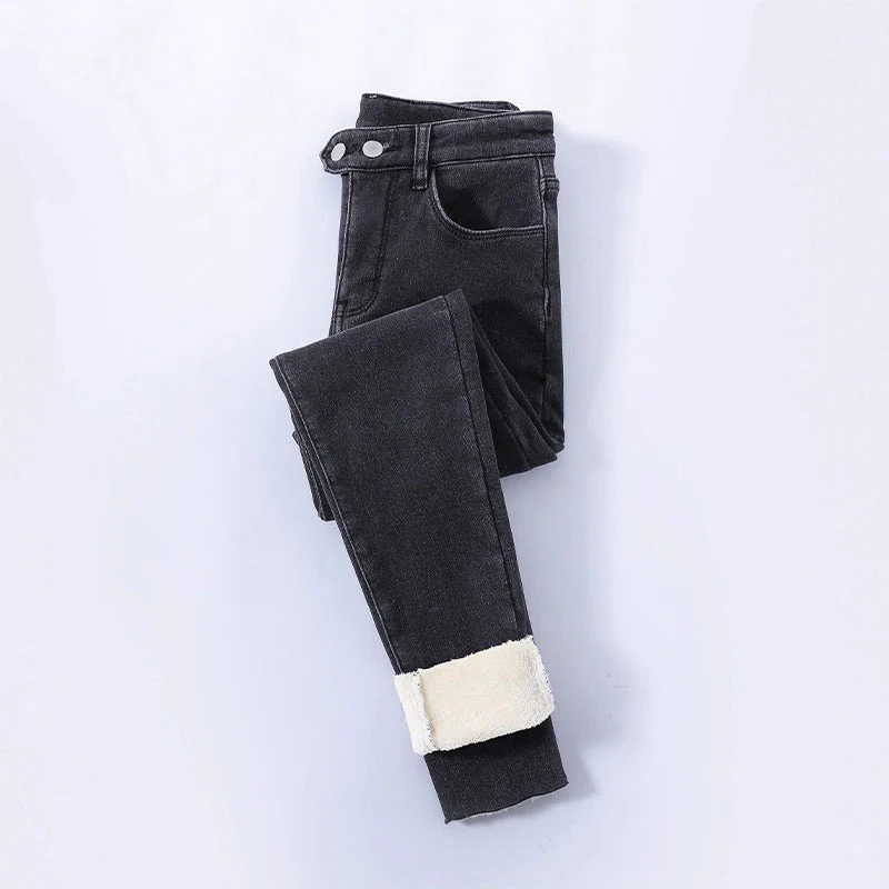 Gefütterte Damen Winter Jeans mit hoher Taille - Image 4