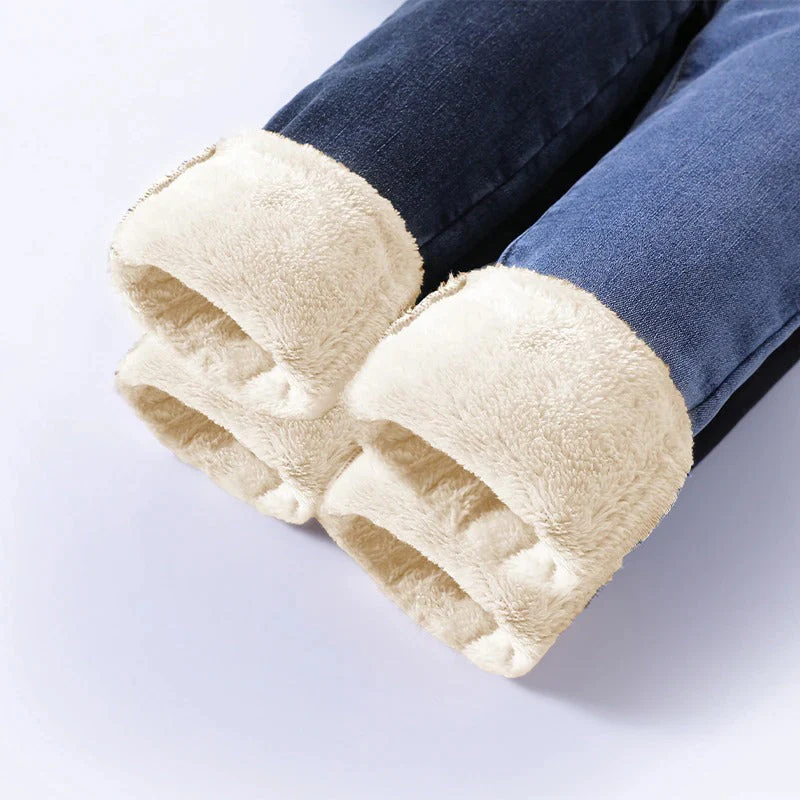 Gefütterte Damen Winter Jeans mit hoher Taille - Image 5