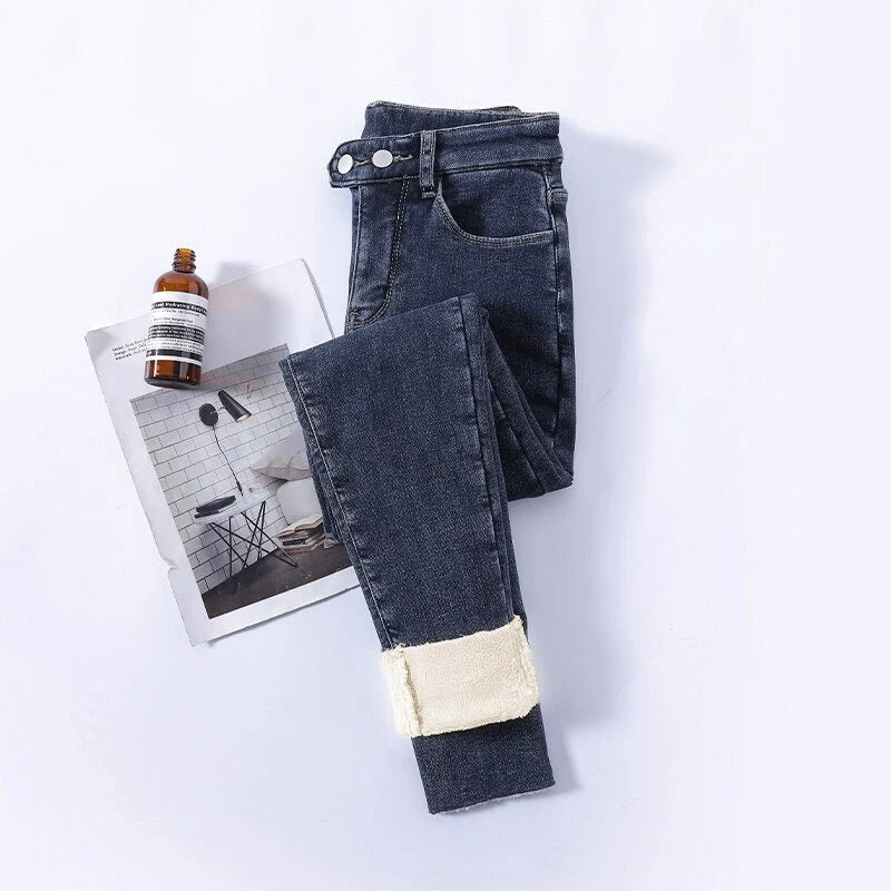 Gefütterte Damen Winter Jeans mit hoher Taille - Image 6
