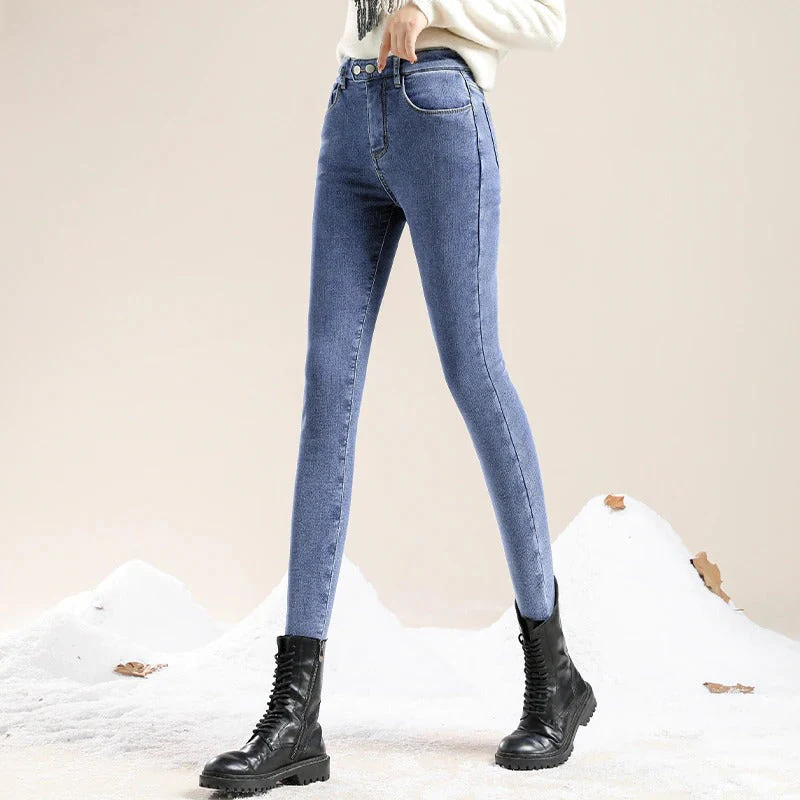 Gefütterte Damen Winter Jeans mit hoher Taille - Image 7