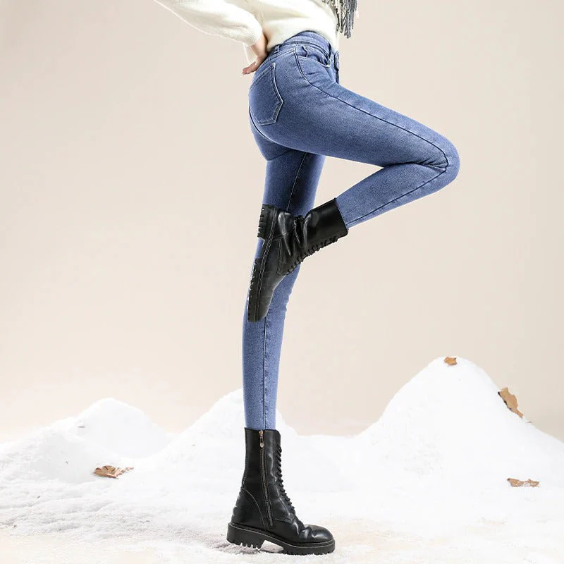 Gefütterte Damen Winter Jeans mit hoher Taille - Image 8