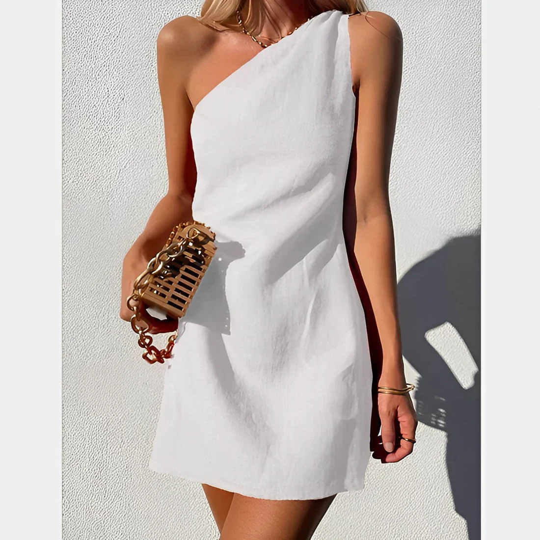 Geneva – One-Shoulder-Minikleid aus Leinen - Image 3