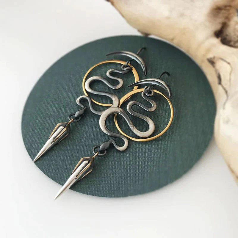 Geometrische unregelmäßige Spiralen Serpentin Ohrringe - Image 3
