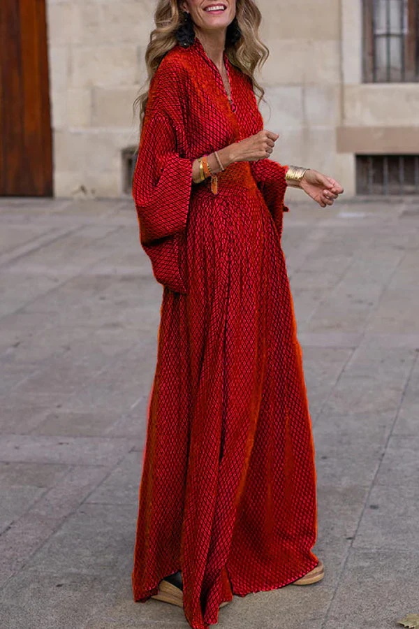 Geometrisches Kleid mit langen Ärmeln für Damen - Image 2