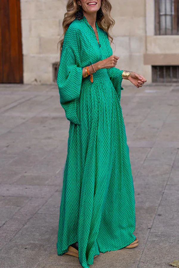 Geometrisches Kleid mit langen Ärmeln für Damen - Image 3