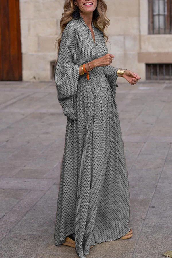 Geometrisches Kleid mit langen Ärmeln für Damen - Image 4
