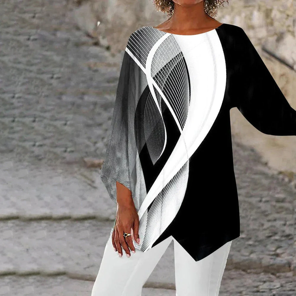 Geometrisches langärmeliges Top für Damen - Image 4
