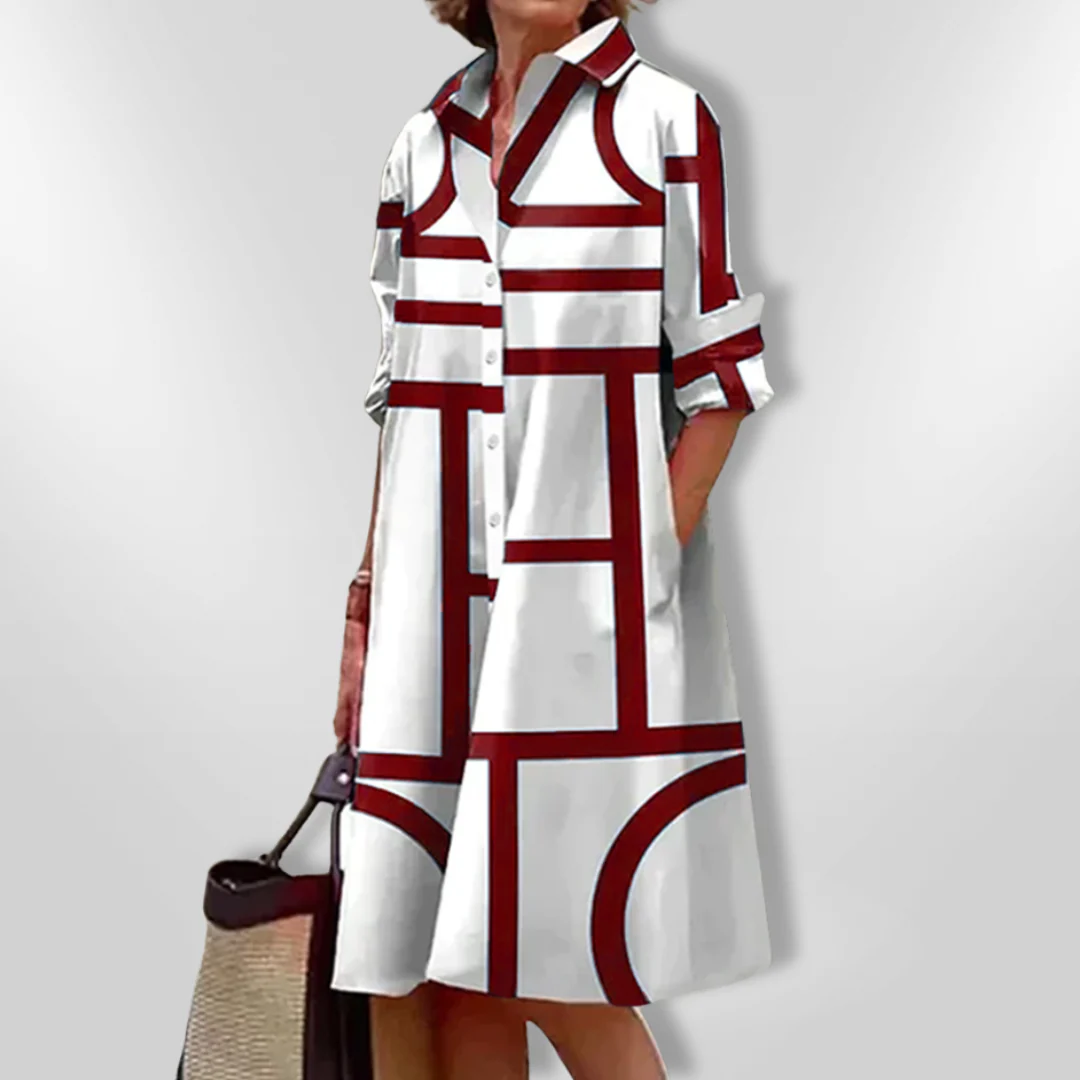 | Geometrisches Muster Midi Kleid - Image 4