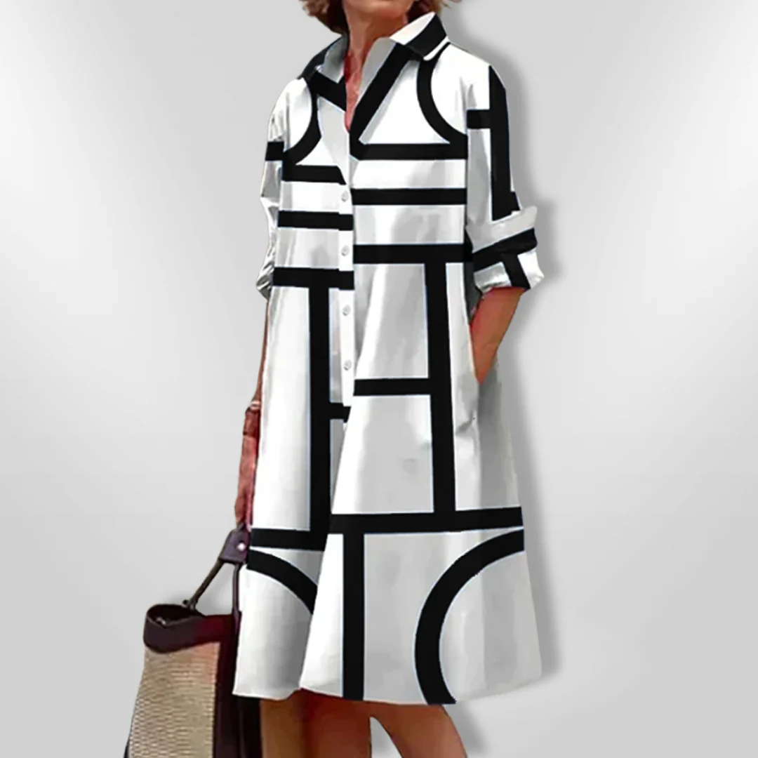 | Geometrisches Muster Midi Kleid - Image 5