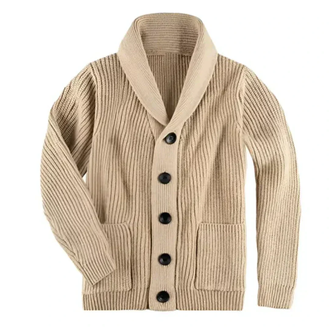 Gerippte Strickjacke mit Kragen - Image 3