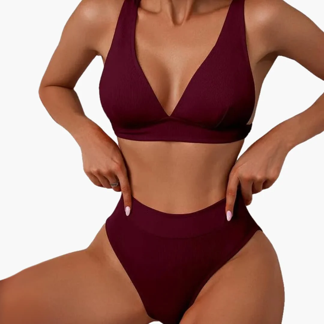 Geripptes Damen-Bikini-Set mit breiten Trägern für den Sommer - Image 5