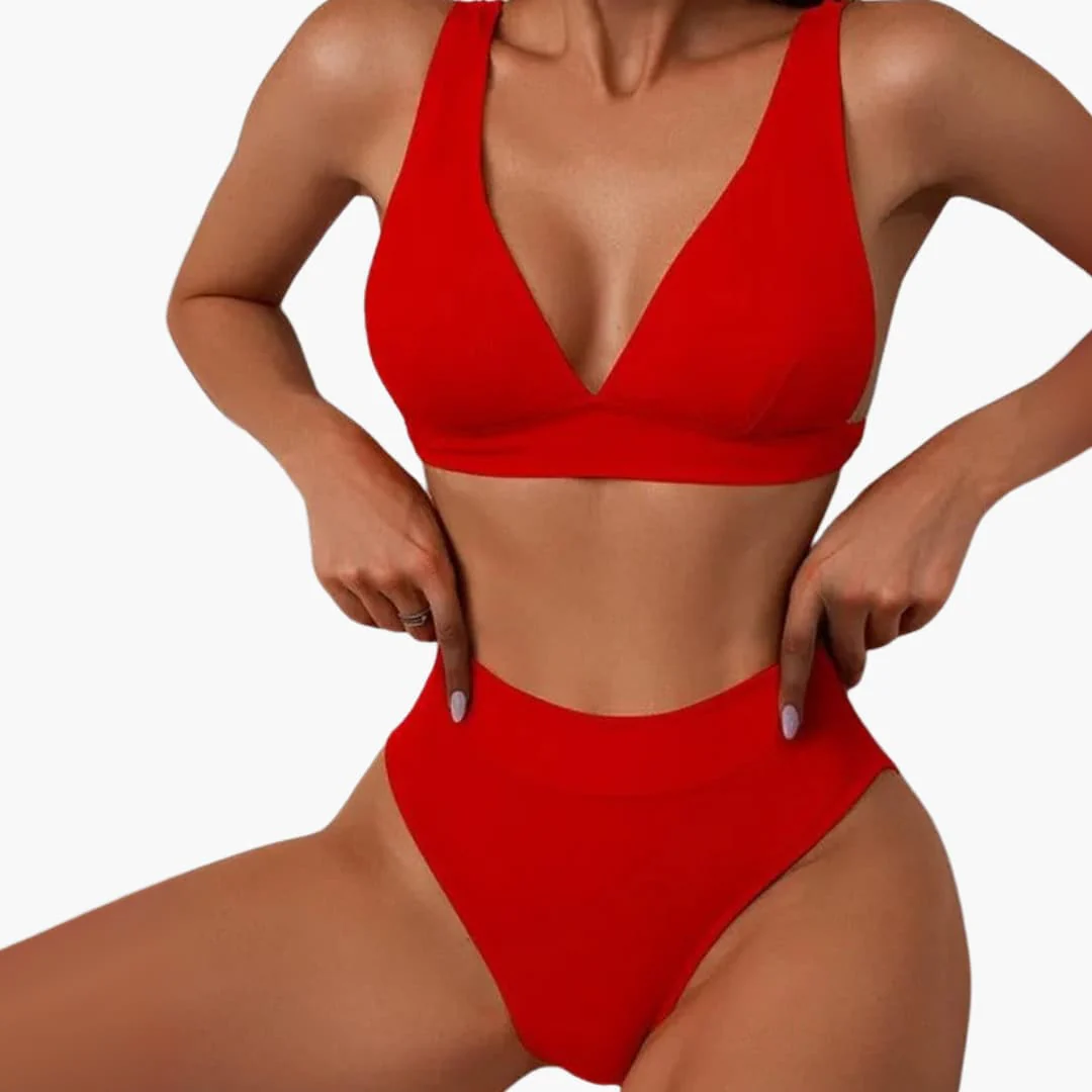 Geripptes Damen-Bikini-Set mit breiten Trägern für den Sommer - Image 6