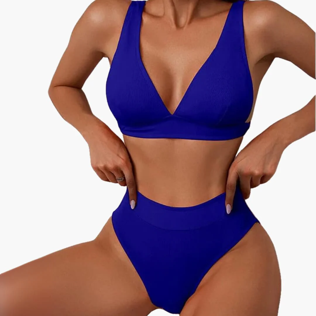 Geripptes Damen-Bikini-Set mit breiten Trägern für den Sommer - Image 7