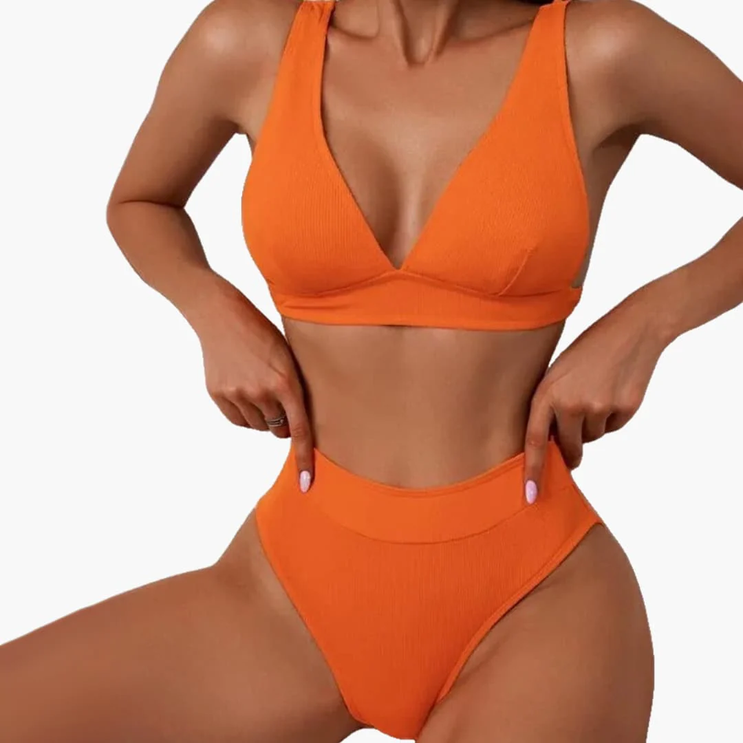Geripptes Damen-Bikini-Set mit breiten Trägern für den Sommer - Image 8