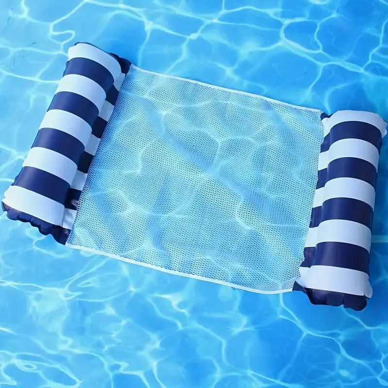 Gestreifte aufblasbare Wasserhängematte – Tragbare Poolliege zur Sommerentspannung - Image 2