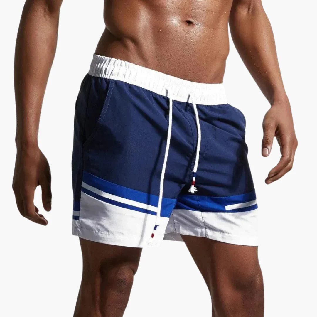 Gestreifte Badeshorts - Herren Schwimmshorts mit Kordelzug - Image 2