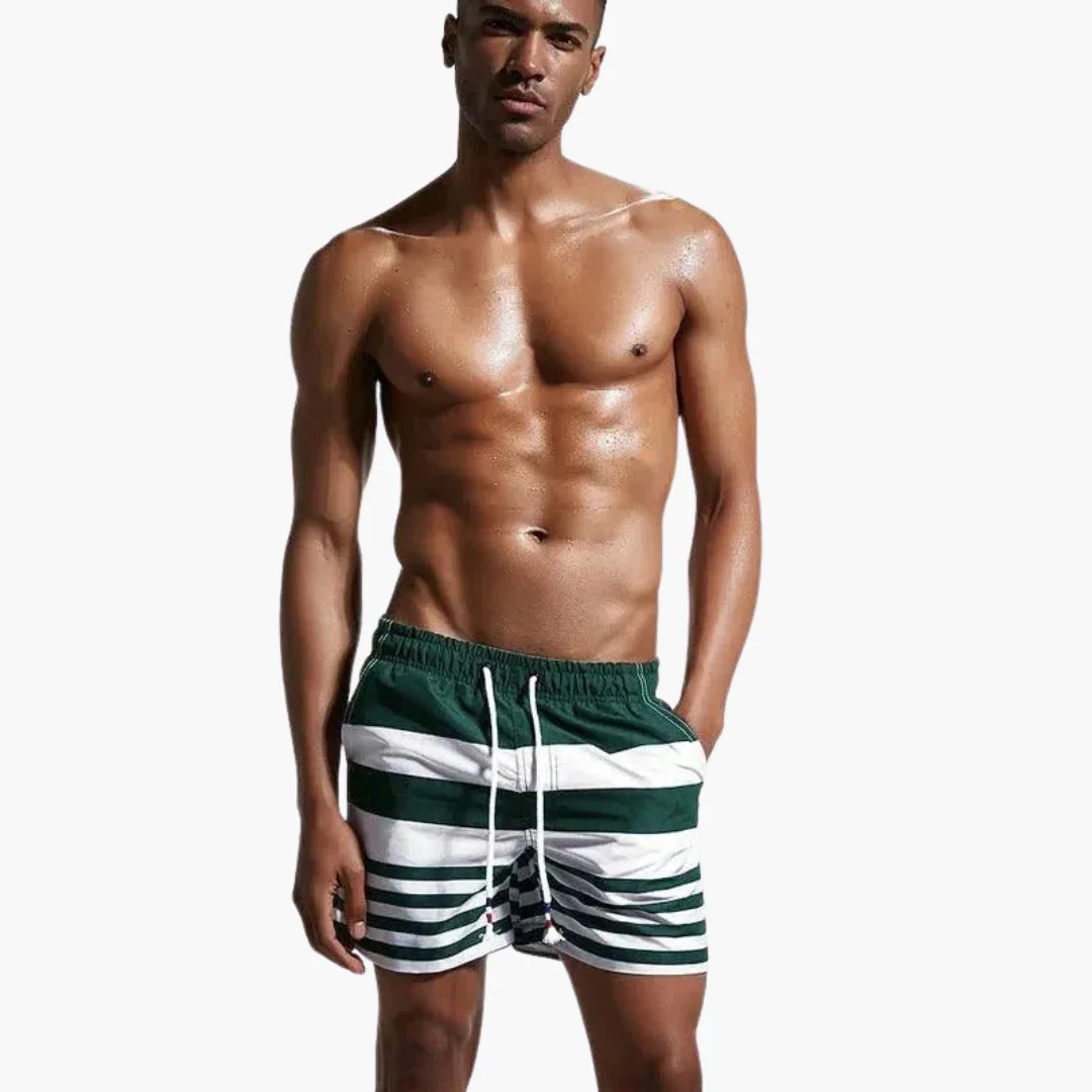 Gestreifte Badeshorts - Herren Schwimmshorts mit Kordelzug - Image 3