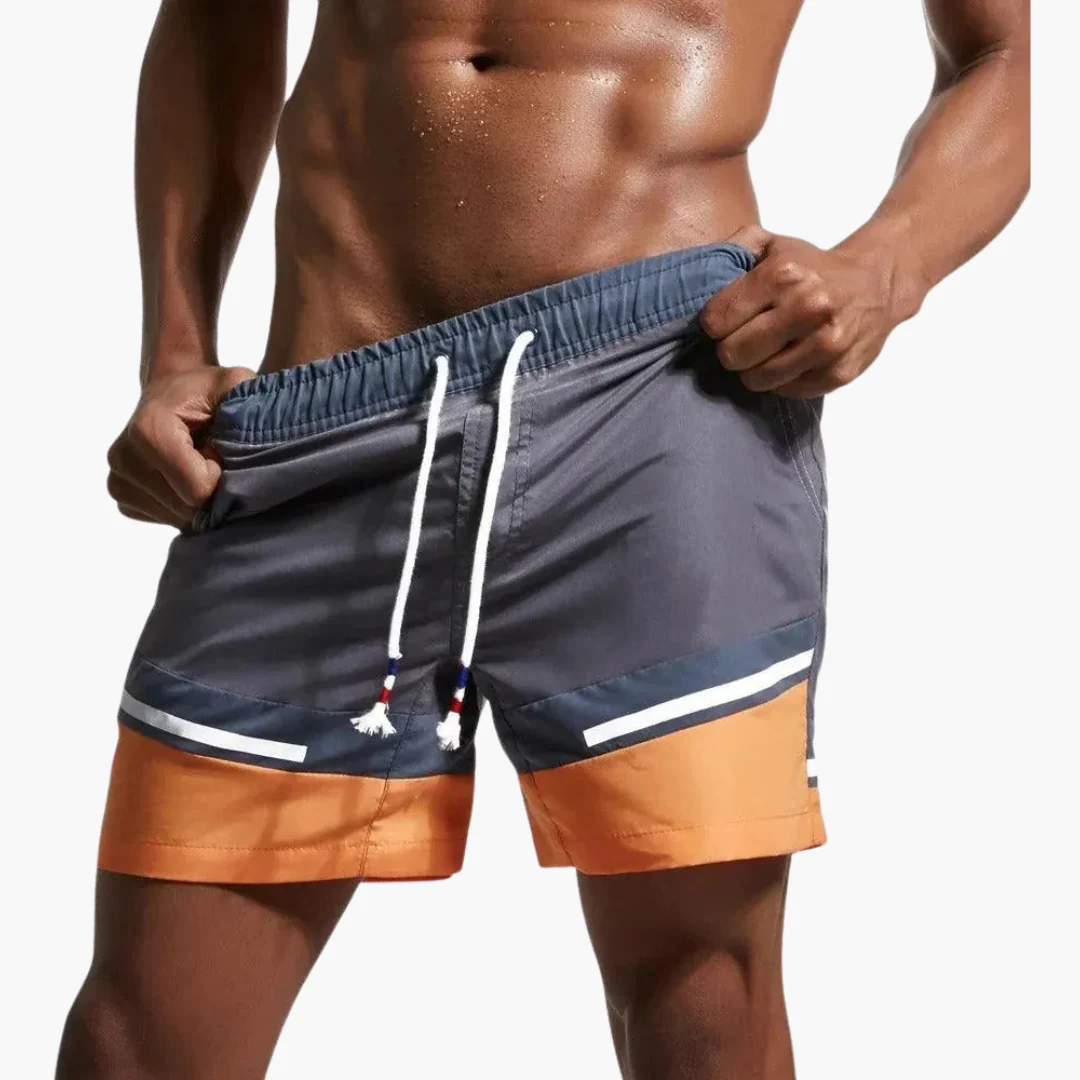 Gestreifte Badeshorts - Herren Schwimmshorts mit Kordelzug - Image 4