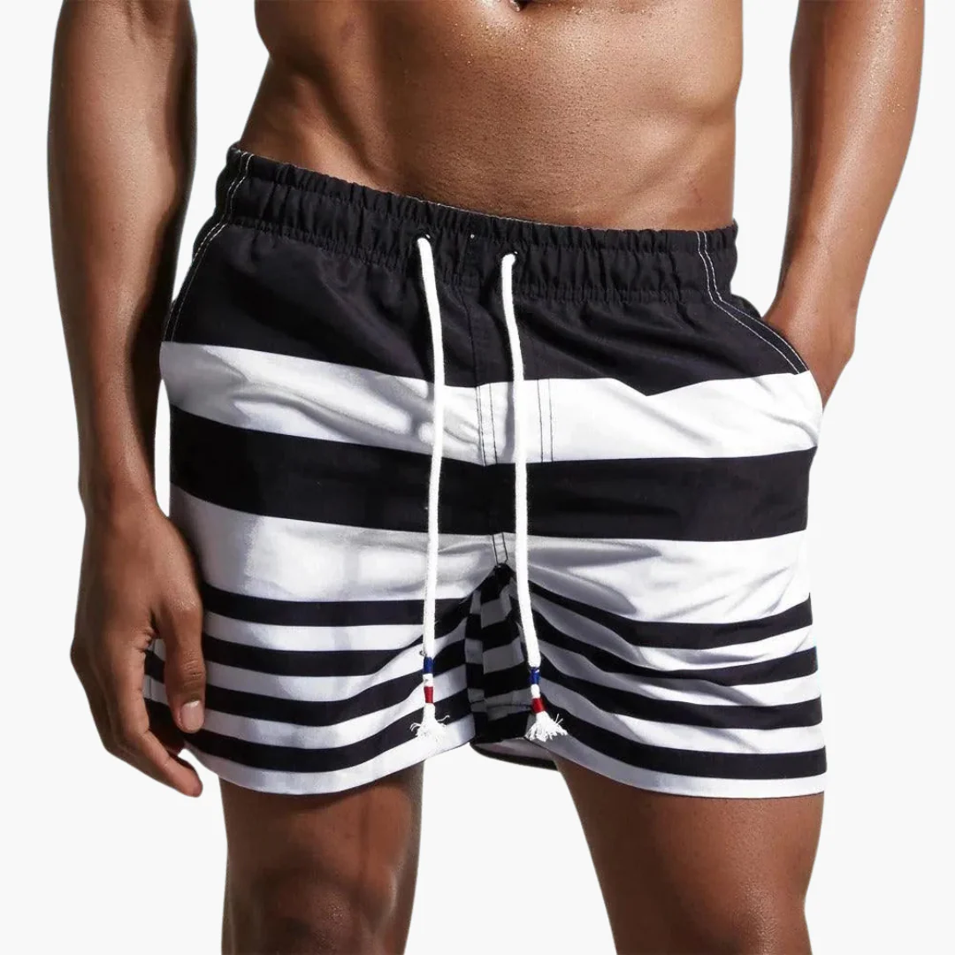 Gestreifte Badeshorts - Herren Schwimmshorts mit Kordelzug - Image 5