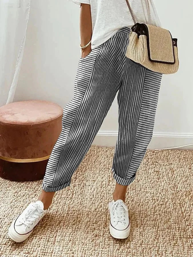 Gestreifte Damen Stoffhose - Image 5