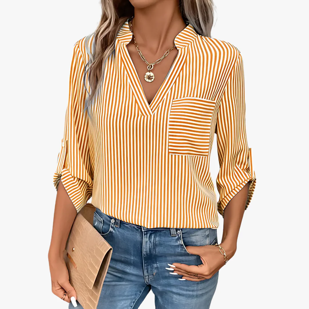 Gestreifte Elegante Damen Bluse - Image 3