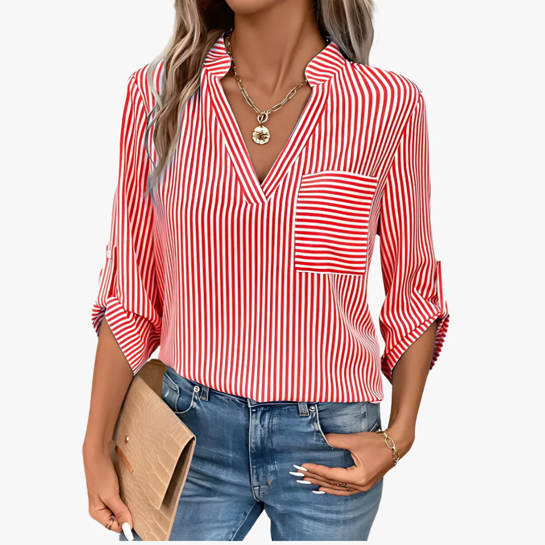 Gestreifte Elegante Damen Bluse - Image 4