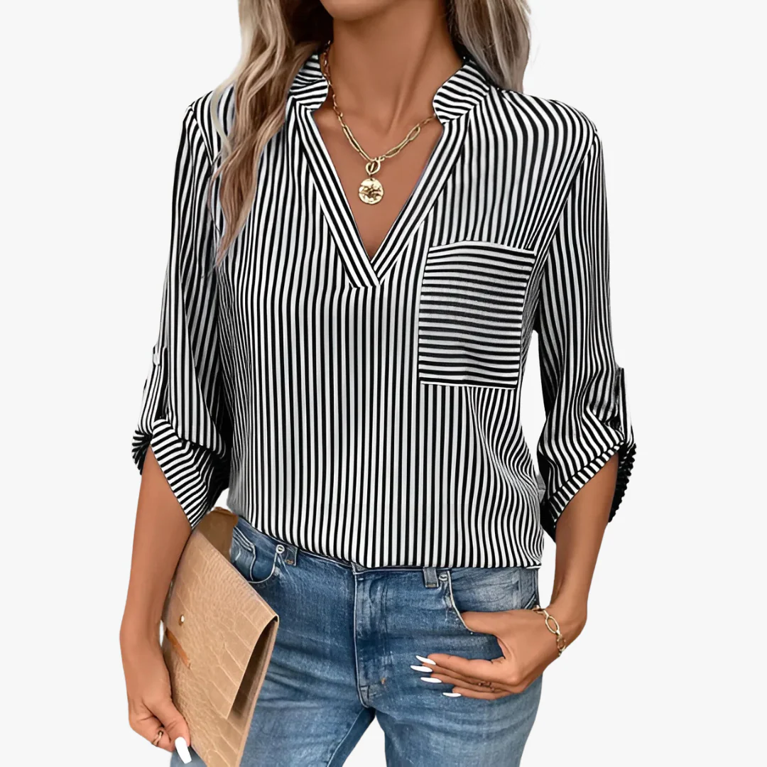 Gestreifte Elegante Damen Bluse - Image 5