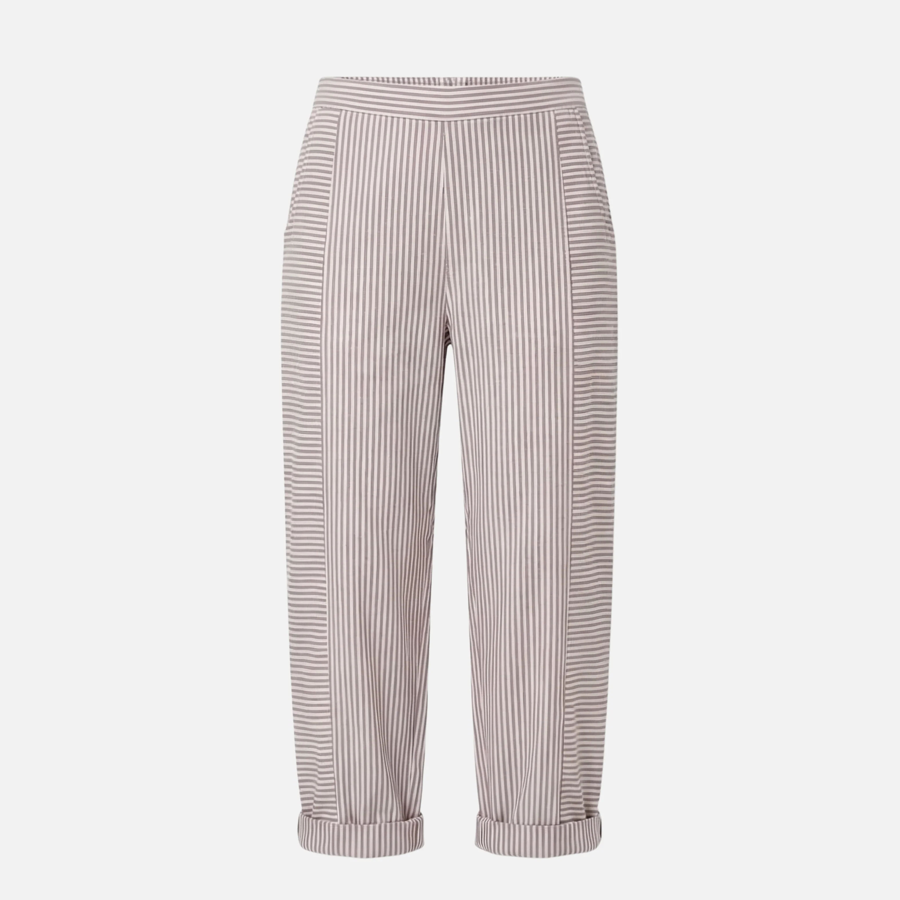 Ulrike | Damen Gestreifte High Waist Hose Rollsaum Taschen – Streifen High Waist - Image 10