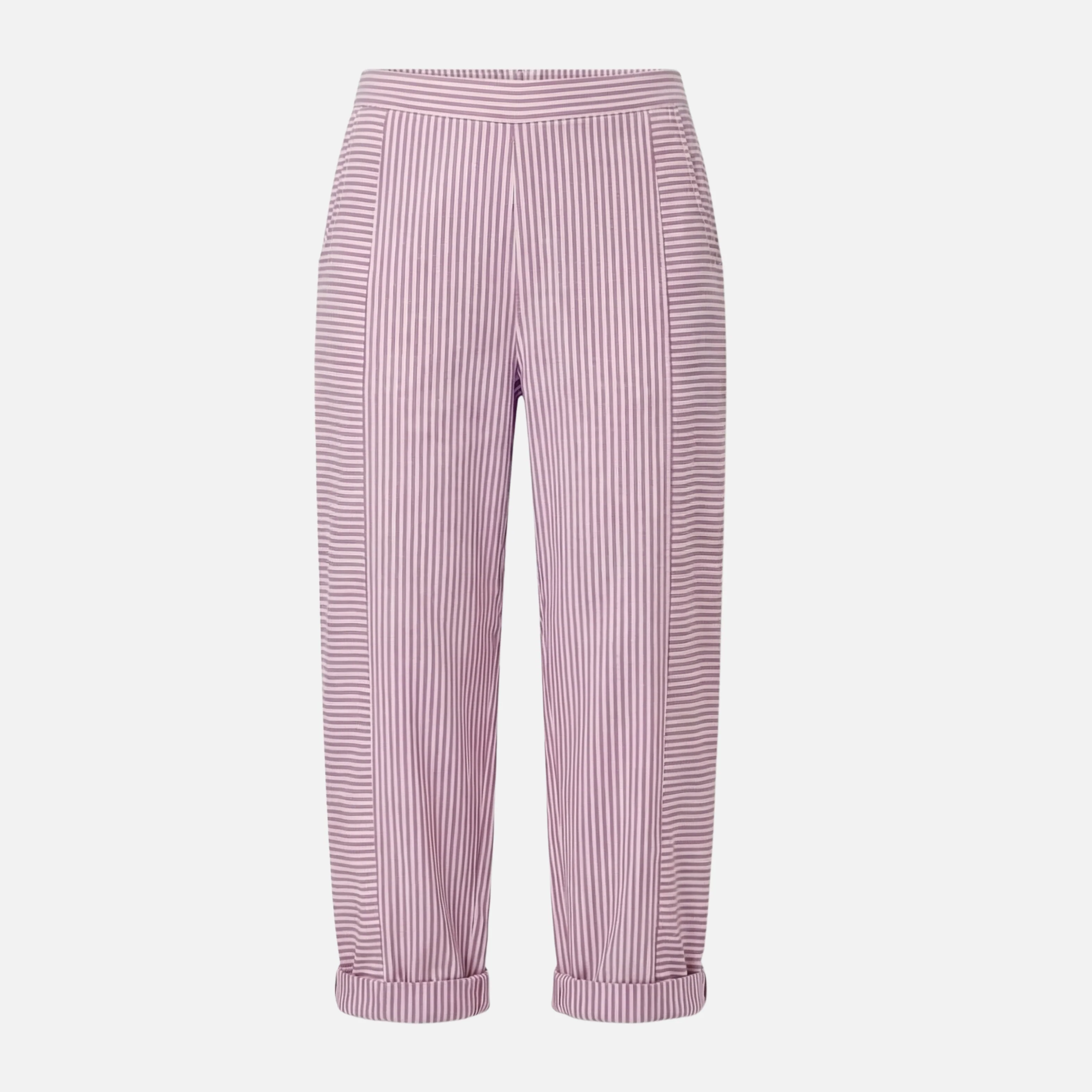 Ulrike | Damen Gestreifte High Waist Hose Rollsaum Taschen – Streifen High Waist - Image 8