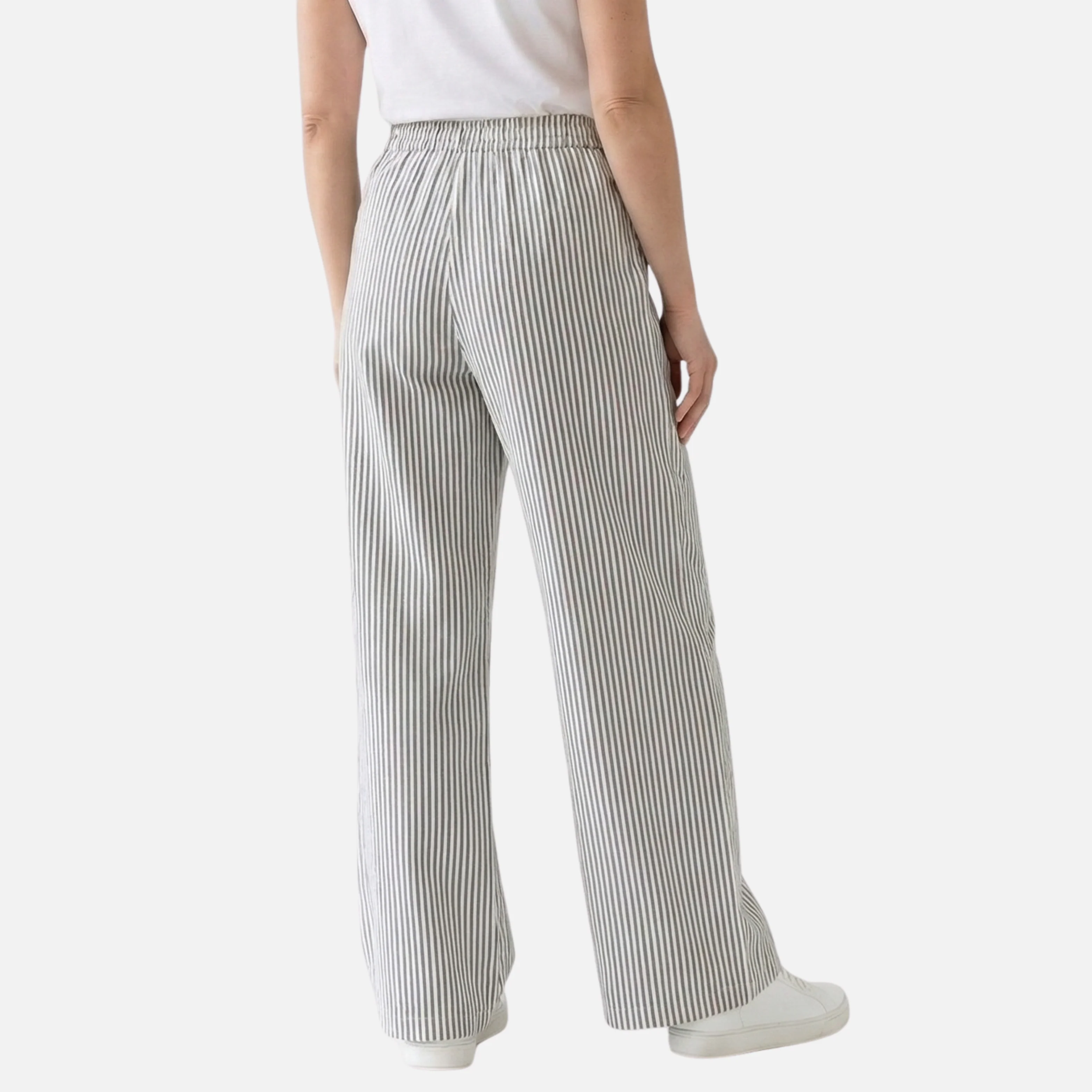 Ilse | Damen Gestreifte Hose Weites Bein Lockere Baumwollhose – Streifen Wide Leg - Image 3