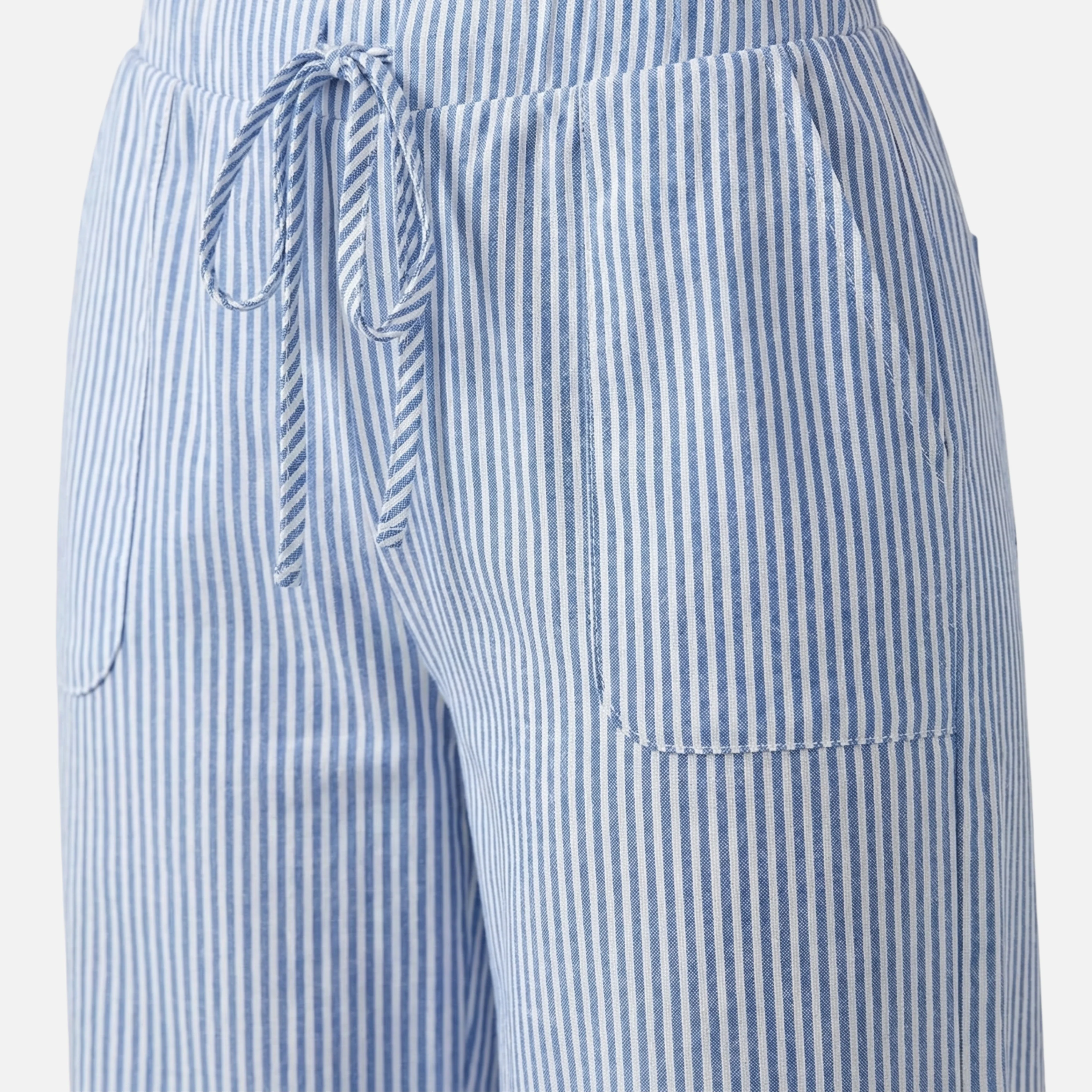 Ilse | Damen Gestreifte Hose Weites Bein Lockere Baumwollhose – Streifen Wide Leg - Image 4