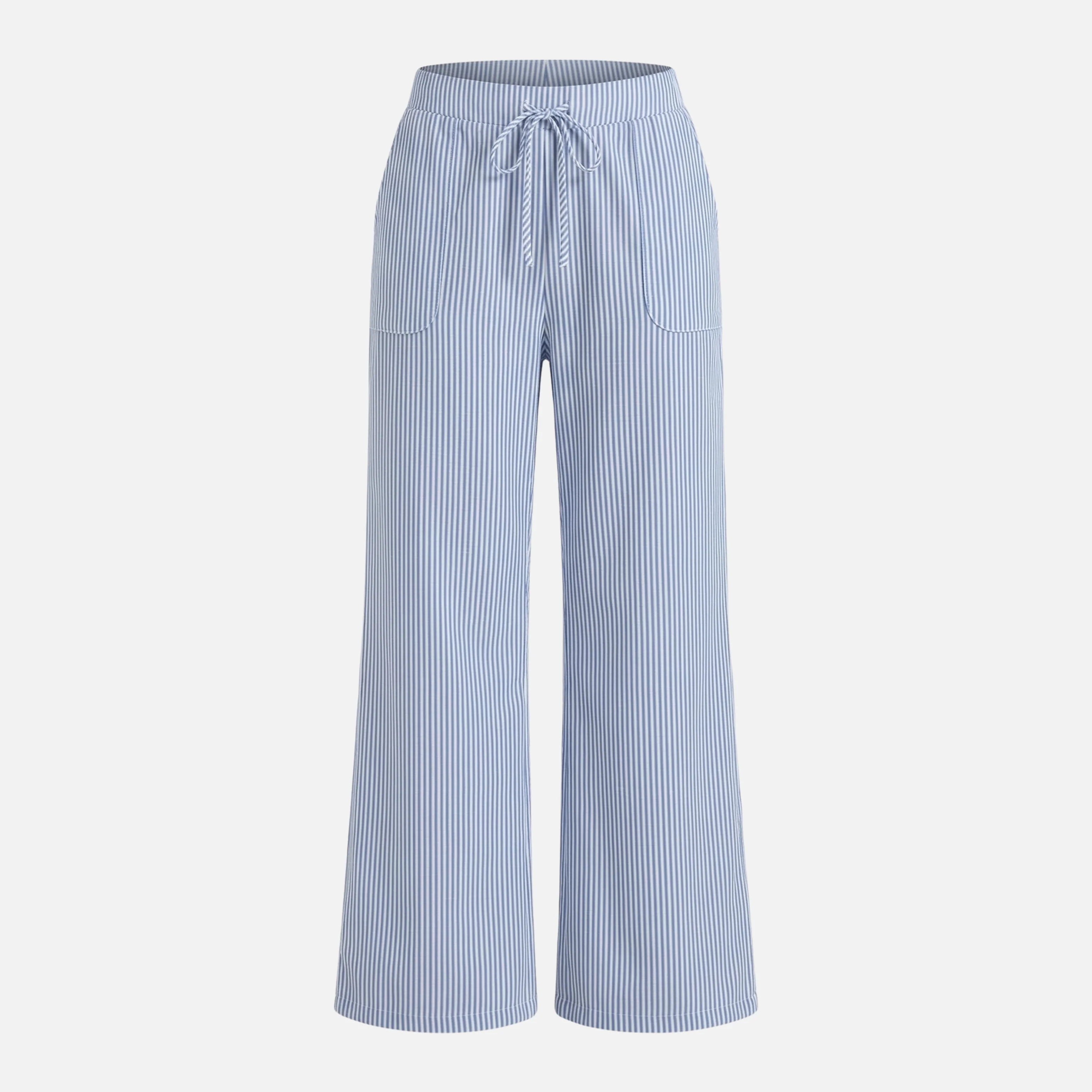 Ilse | Damen Gestreifte Hose Weites Bein Lockere Baumwollhose – Streifen Wide Leg - Image 7