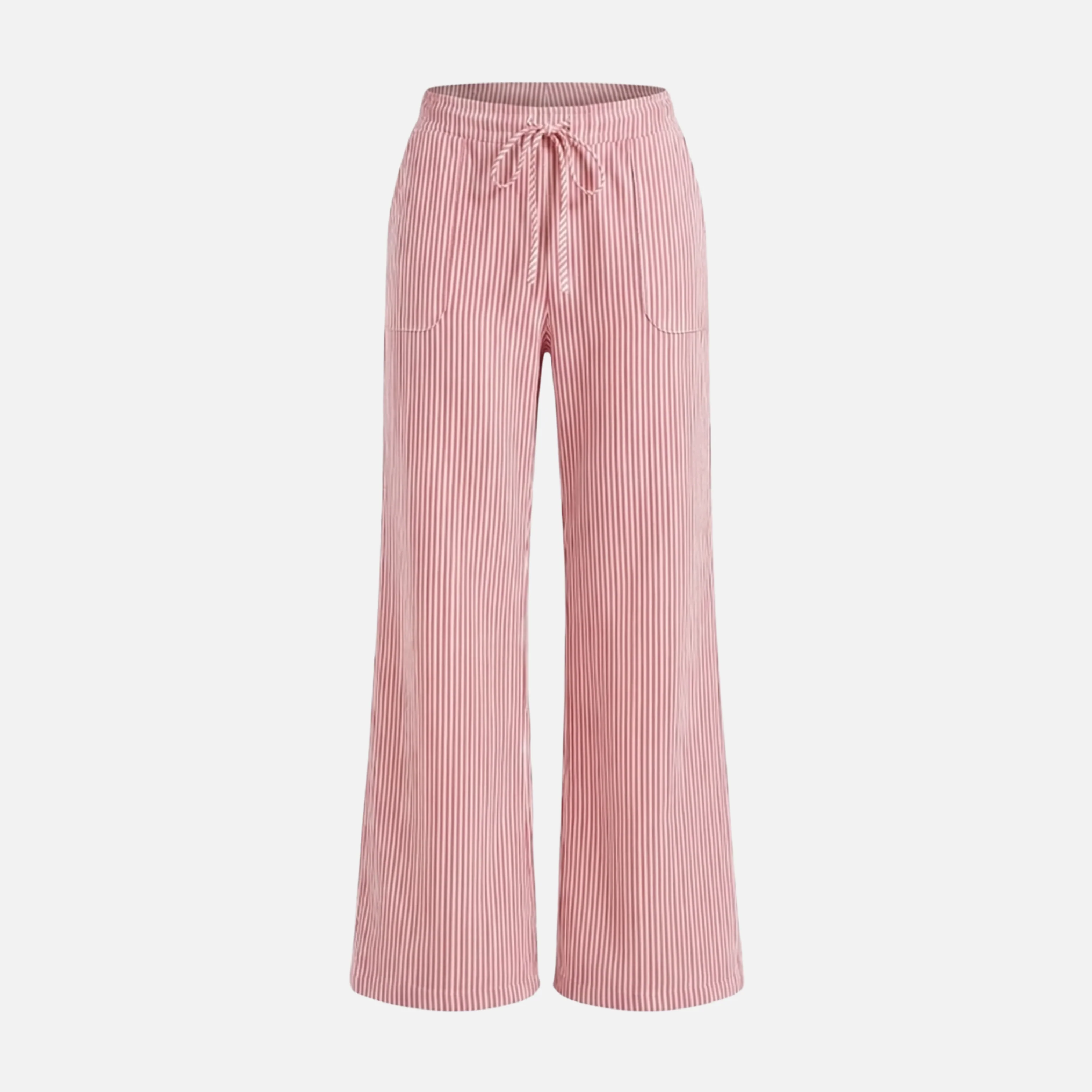 Ilse | Damen Gestreifte Hose Weites Bein Lockere Baumwollhose – Streifen Wide Leg - Image 8