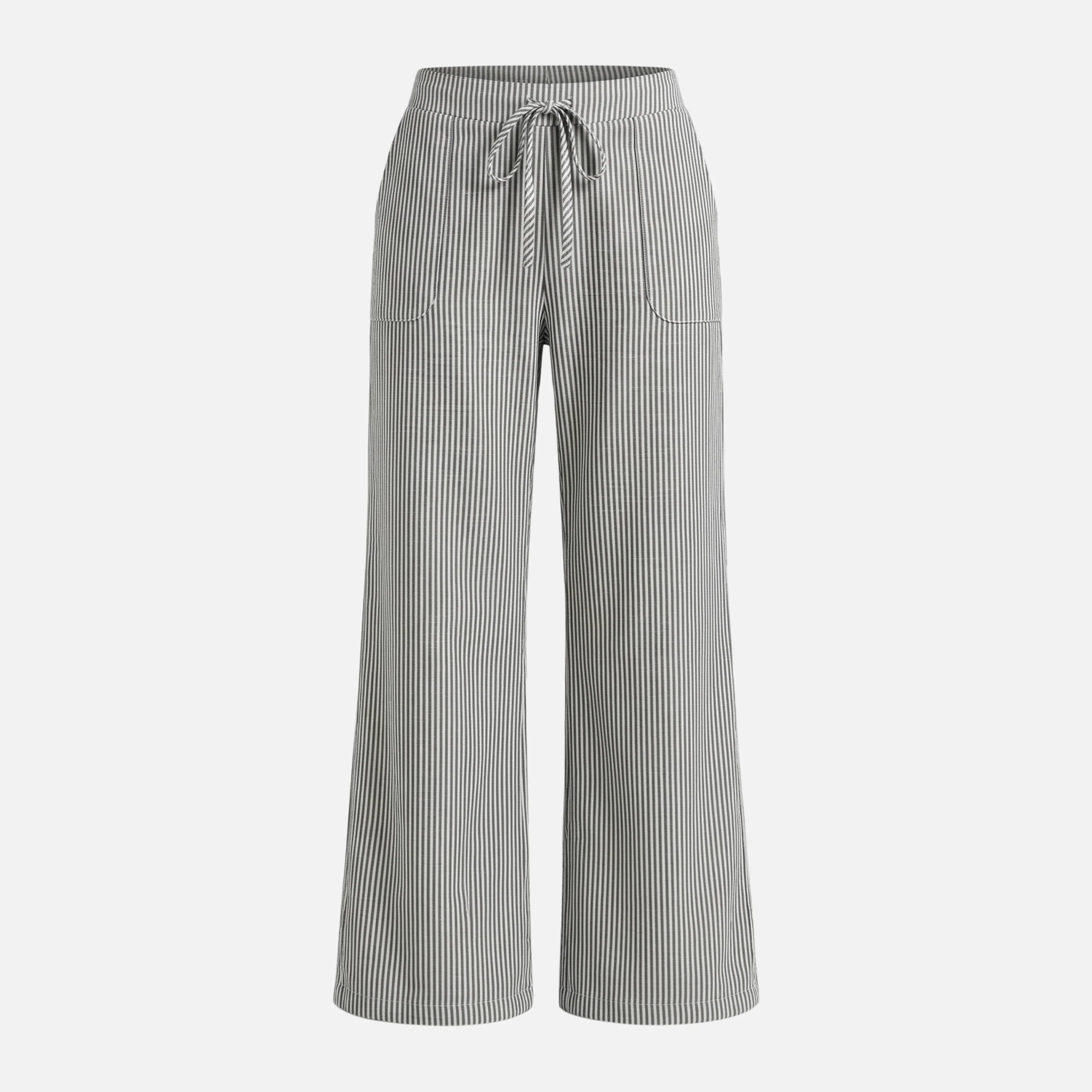 Ilse | Damen Gestreifte Hose Weites Bein Lockere Baumwollhose – Streifen Wide Leg - Image 9