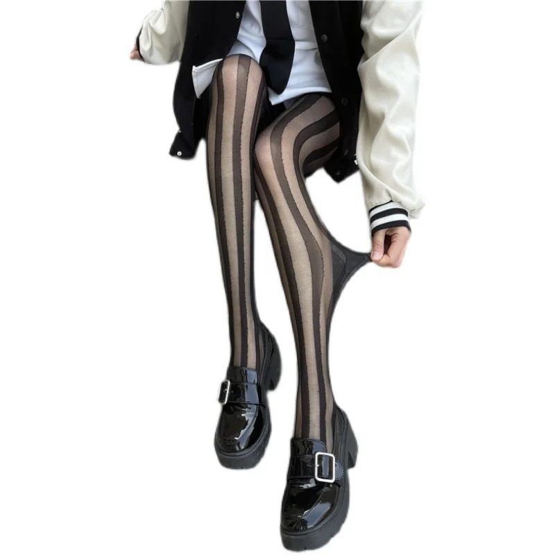 Gestreifte Strumpfhose für Damen | Schwarz - Image 5