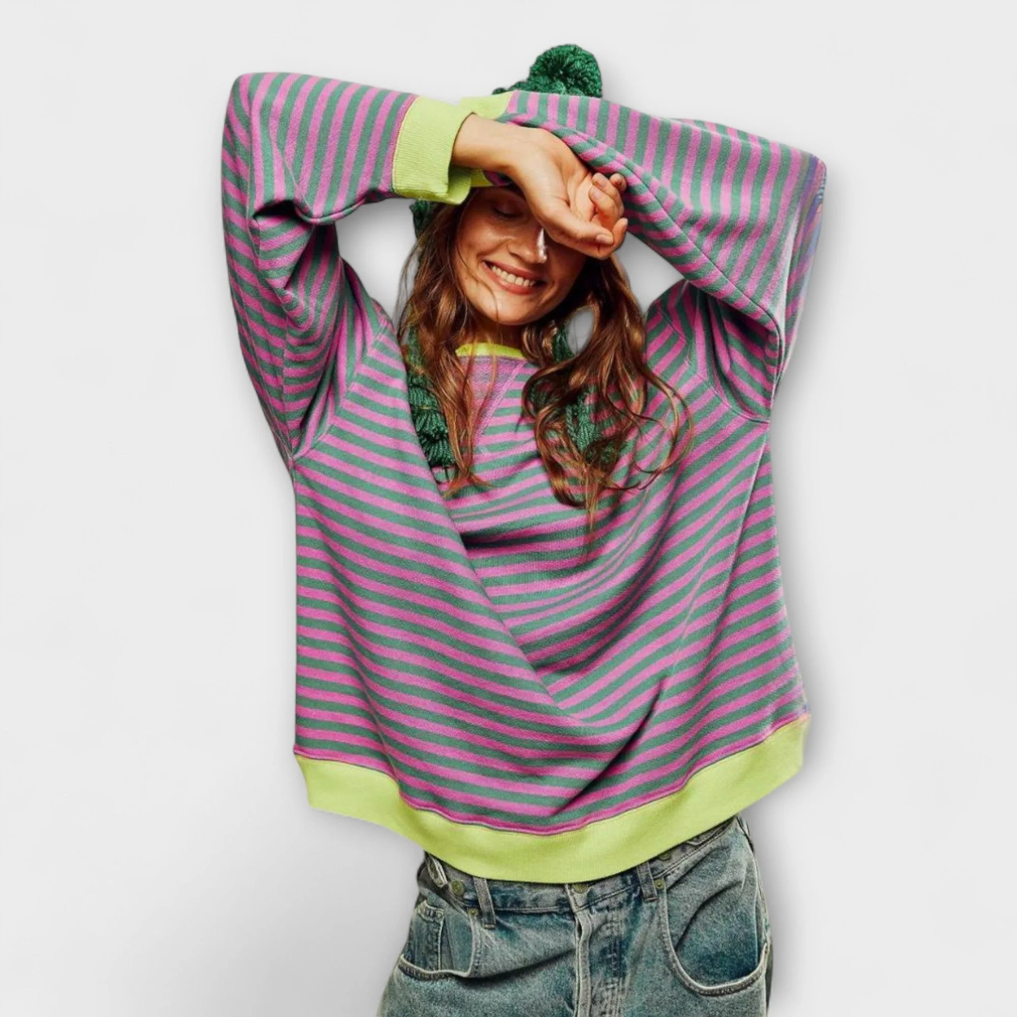 Gestreifter Sweater mit lockerer Passform – Verspielte Farben, angenehmer Tragekomfort - Image 3
