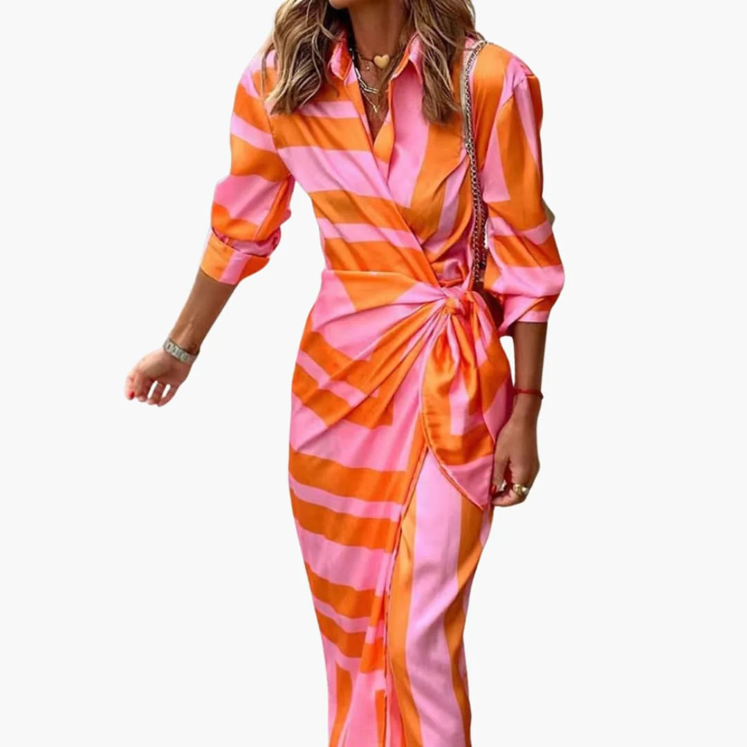 Gestreiftes Hemdblusenkleid – Damen Maxikleid aus Baumwolle - Image 6