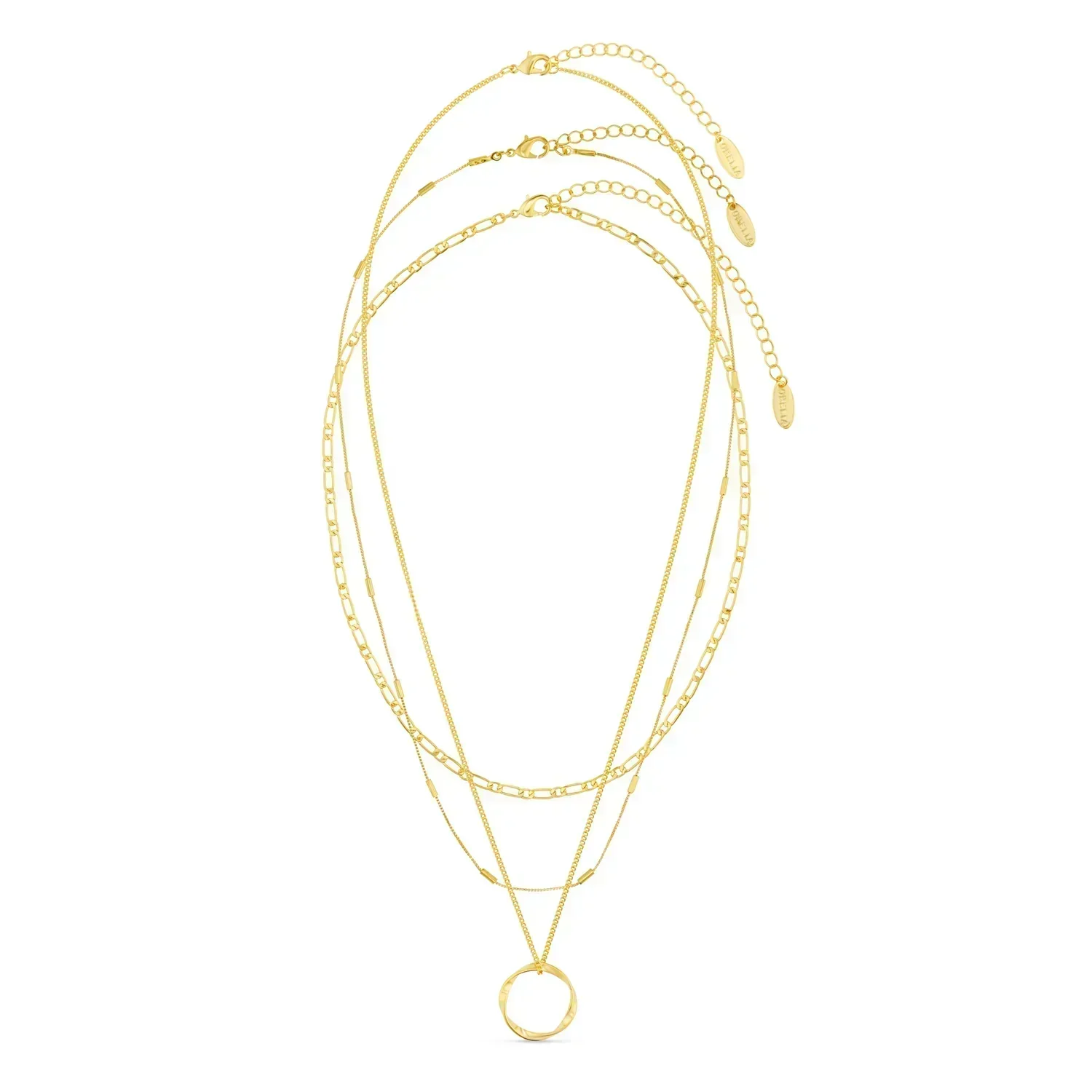 Gesuina® | Offener Kreis dreireihige Halskette Gold - Image 2